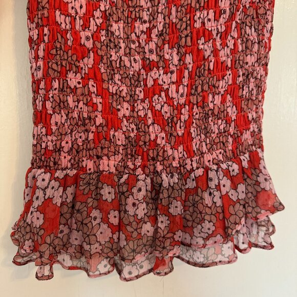 Stevie May Red Floral Long Sleeve Ruffle Dress - Size XS - Picture 7 of 10